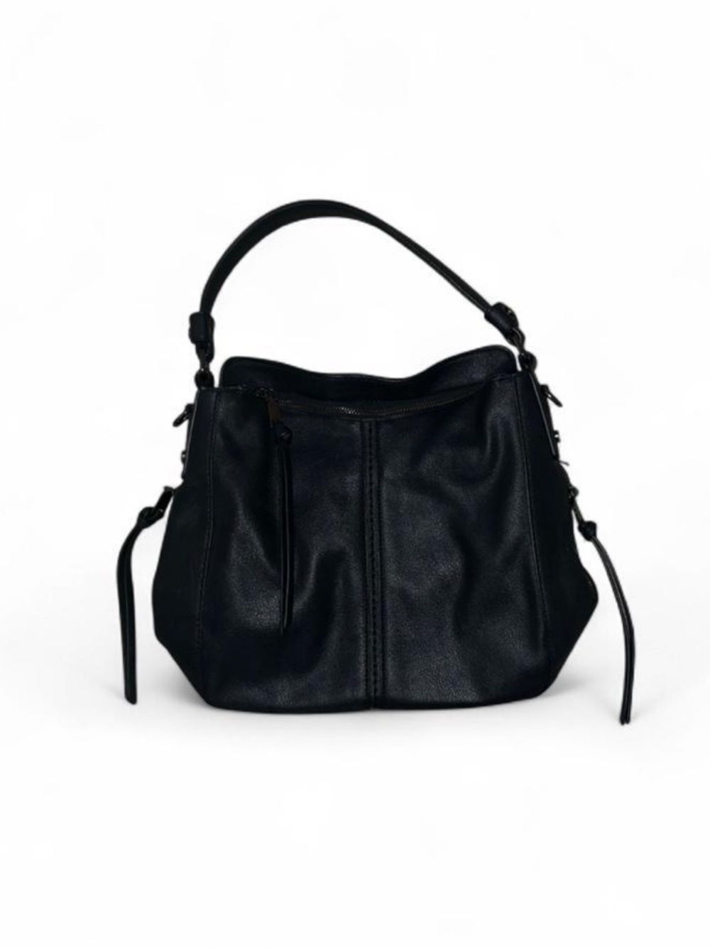 Realer Women’s Black Faux Leather Casual Utility Hobo Purse Handbag/Shoulder Bag